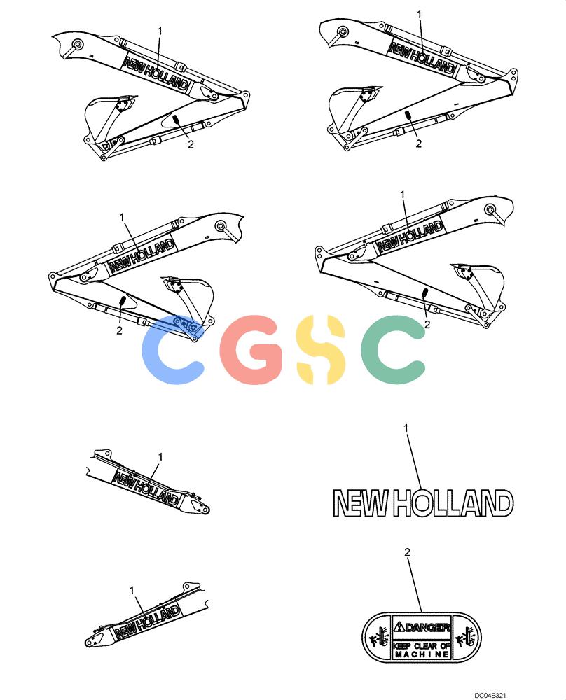 纽荷兰零件查询(EH130) - CRAWLER EXCAVATOR (3/04-) (09 -61[00]) - DECALS (ATTACHMENT) New Holland Constructuion