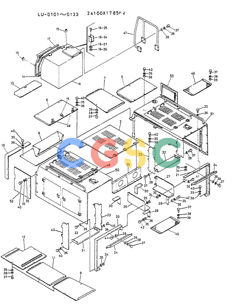 神钢零件查询(K935) - EXCAVATOR SUPPLEMENT ASN LU00154 (1/76-12/03) (02-030) - GUARD ASSY (FOR ALASKA) Kobelco