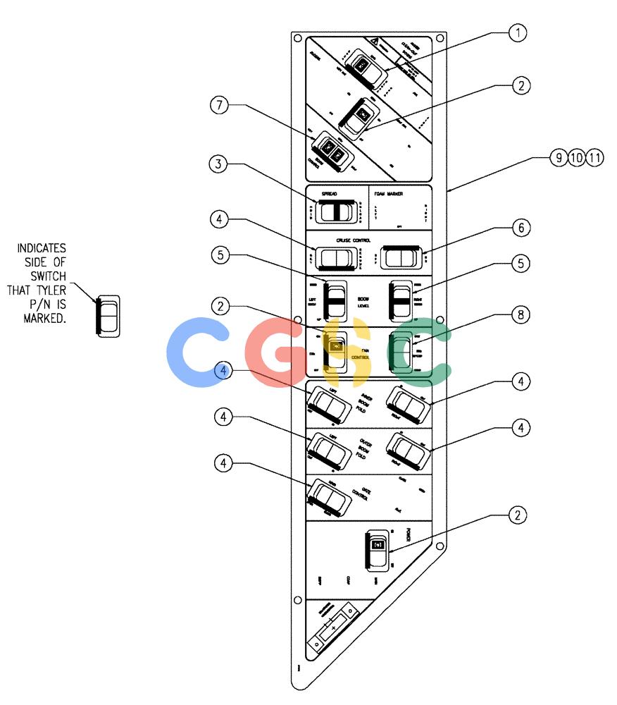 凯斯零件查询(438) - FLEX-AIR APPLICATOR - 2003 (3/03-10/03) (14-007) - SWITCH PANEL GROUP Case Agriculture