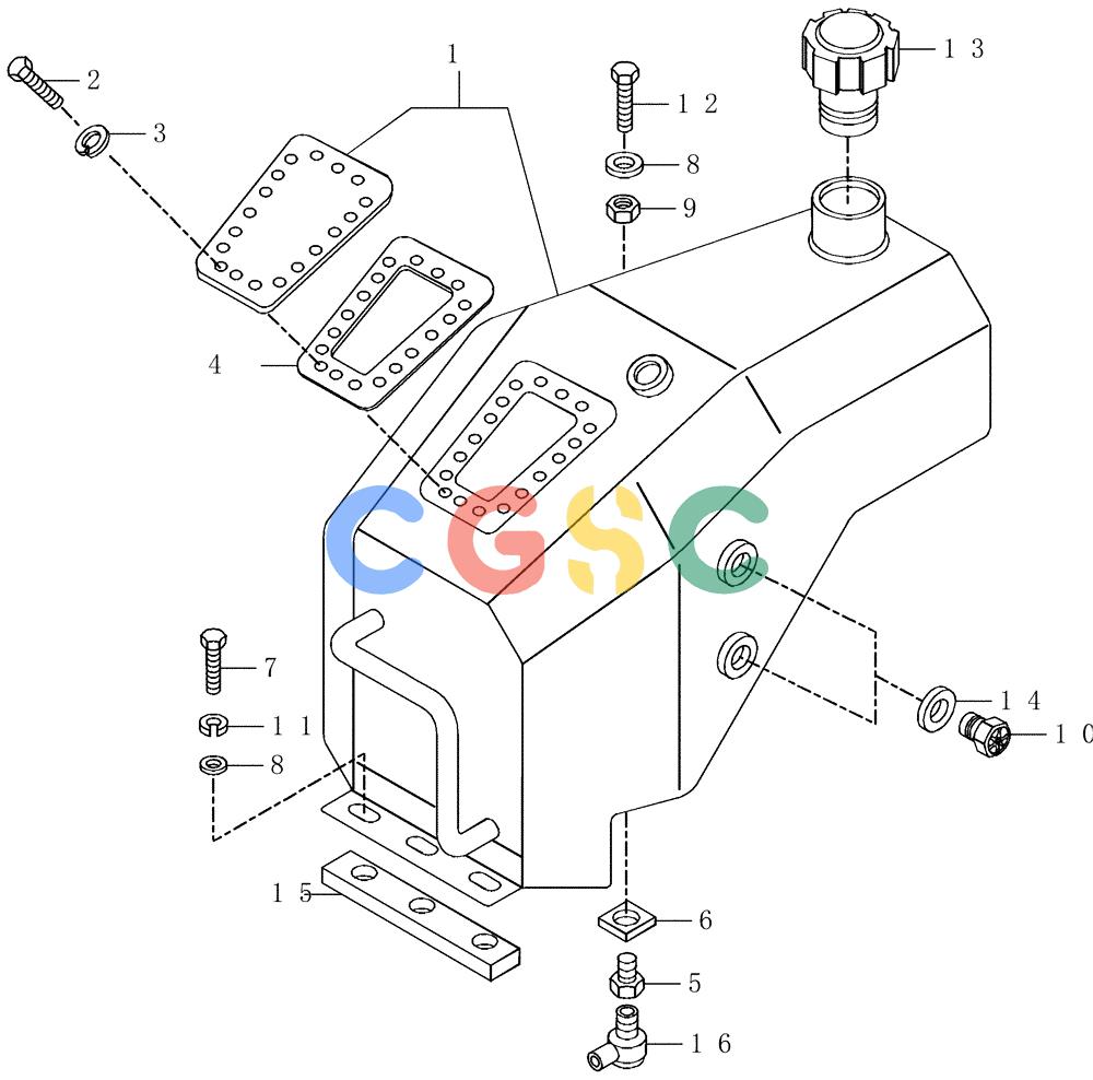 纽荷兰零件查询(AD250) - ARTICULATED DUMP TRUCK (7/01-) (5.800[08]) - DUMPING SYSTEM - OIL TANK New Holland Constructuion