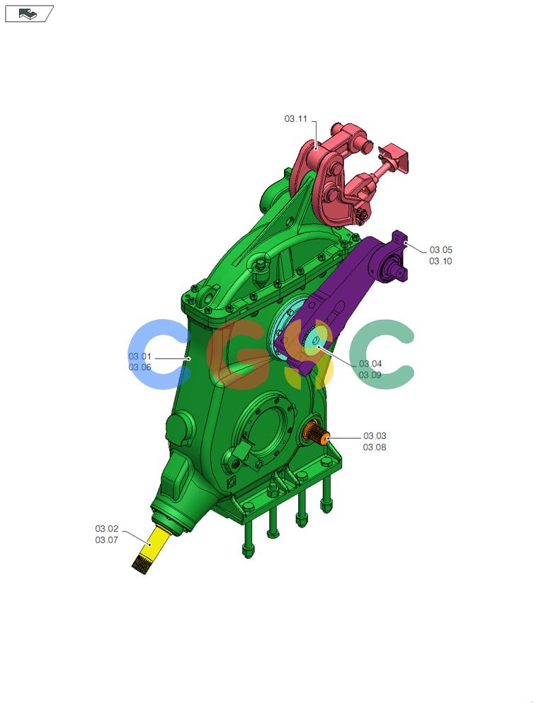 凯斯零件查询(LB433S) - BIG RECTANGULAR BALER (9/08-12/12) (03.00[01]) - PICTORIAL OVERVIEW 1/1 - MAIN GEARBOX Case Agriculture