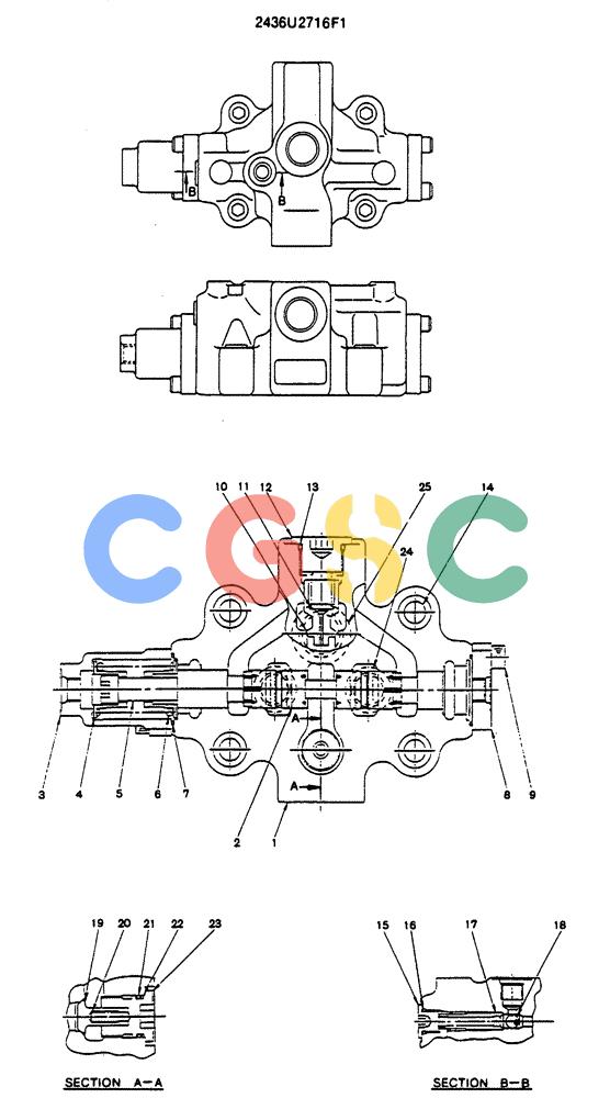 神钢零件查询(SK130LC) - EXCAVATOR BTW YPU1001 - YPU2000 (1/98-12/98) (12-018) - VALVE ASSY CONTROL (SWING) Kobelco