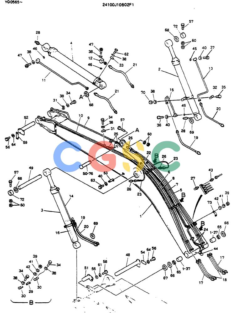 神钢零件查询(MD200BLC) - EXCAVATOR ASN YQ0565 (1/80-12/06) (07-001) - BOOM ASSY, 5.6M Kobelco