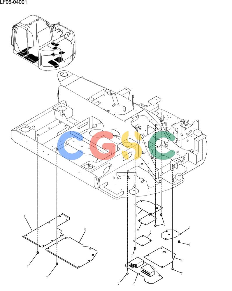 纽荷兰零件查询(E80BMSR) - CRAWLER EXCAVATOR ASN LF05-04001 - (N8TA18060) (250-17[1]) - COVER ASSY, UNDER New Holland Constructuion
