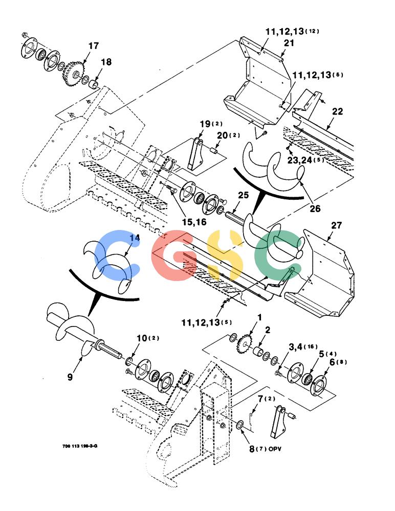 凯斯零件查询(8590) - CASE IH LARGE RECTANGULAR BALER (EUROPE) (1/97-12/98) (3-10) - PICKUP AUGER AND PAN ASSEMBLY Case Agriculture