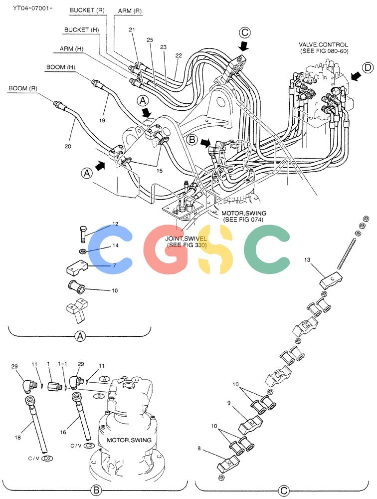 神钢零件查询(BOOM) - ATTACHMENT, (2 PIECE) - SK70SR-1E & SK70SR-1ES ASN YT04-07001 (1/04-12/12) (01-003[01]) - HYDR LINES, UPP BREAKER, NIBBLER & BREAKER Kobelco