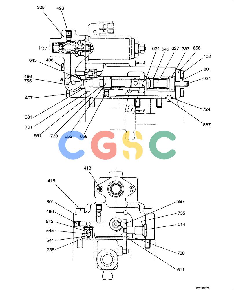 纽荷兰零件查询(EH160) - CRAWLER EXCAVATOR (9/03-) (08 -53[00]) - REGULATOR, PUMP ( YM10V01001F1 ) New Holland Constructuion