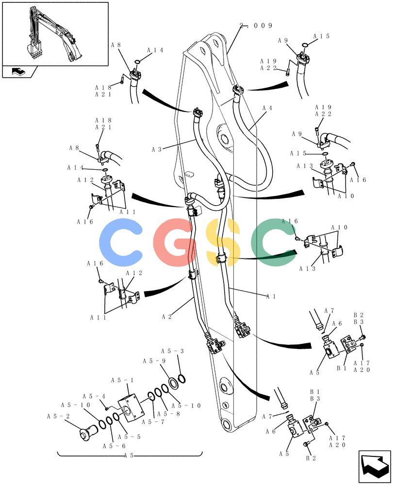 纽荷兰零件查询(E235BSR) - CRAWLER EXCAVATOR (5/07-) (2.039[01]) - BOOM PIPING (3,33M) - NIBBLER & BREAKER New Holland Constructuion