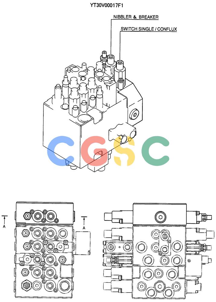纽荷兰零件查询(E70SR) - MIDI CRAWLER EXCAVATOR ASN YT04-07175 (07-003[01]) - VALVE ASSY, CONTROL (OPTION), P/N YT30V00017F1 New Holland Constructuion