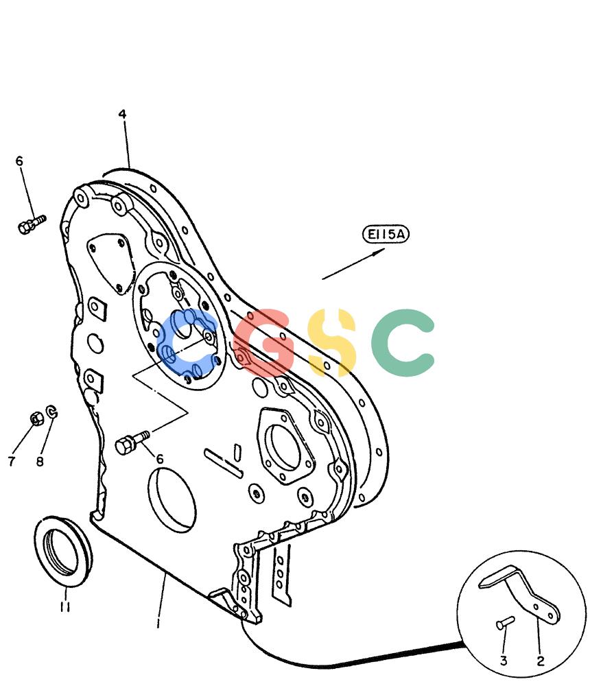 神钢零件查询(PE6T04) - NISSAN DIESEL ENGINE - LK900 & LK700A W/TURBO (1/03-12/06) (01-009[01]) - COVER-FRONT Kobelco