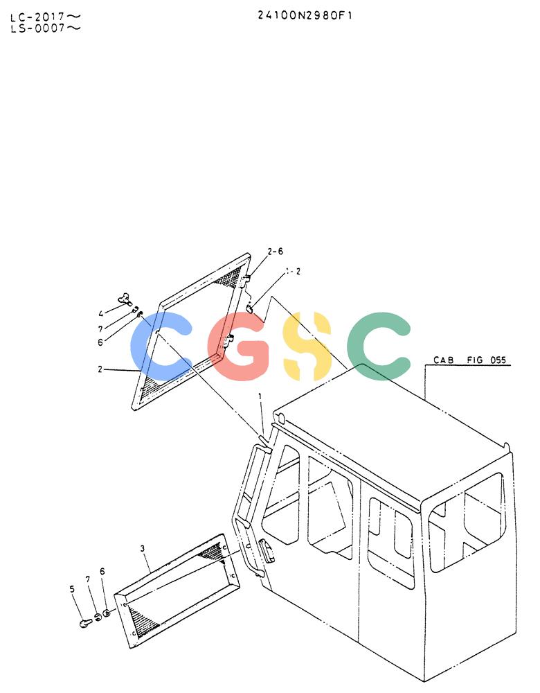 神钢零件查询(K916LC) - EXCAVATOR ASN YS0119 (1/87-12/03) (08-007) - GUARD ASSY, WINDOW Kobelco