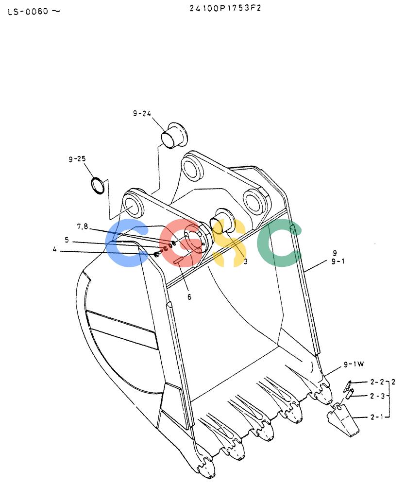 神钢零件查询(K916LC) - EXCAVATOR ASN YS0119 (1/87-12/03) (08-031) - BUCKET ASSY,H.D Kobelco