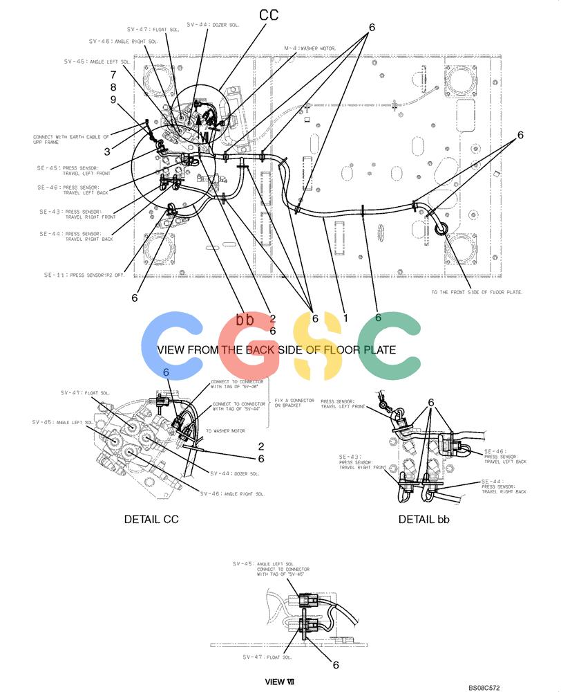 神钢零件查询(ED150) - BLADE RUNNER ACERA SR EXCAVATOR DOZER (TIER 3 ) ASN YL06-01201 (5/08-12/12) (02-70[05]) - HARNESS ASSEMBLY, UPPER (FLOOR PLATE) (YY13E00046F1), FIGURE 5 OF 5 Kobelco