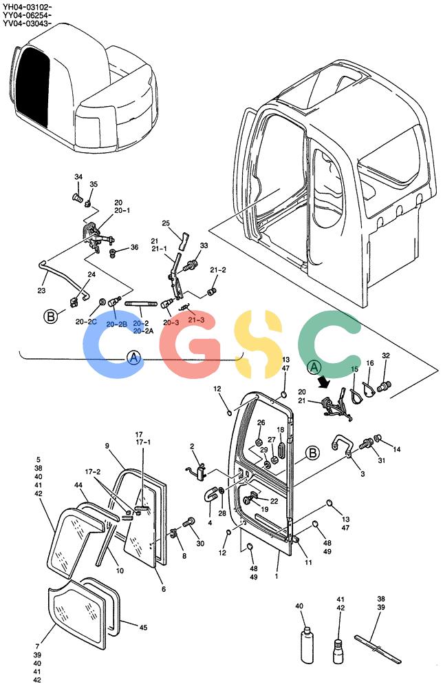 纽荷兰零件查询(E135SR) - CRAWLER EXCAVATOR ASN YY04-06254 (01-039) - DOOR ASSY, CAB New Holland Constructuion