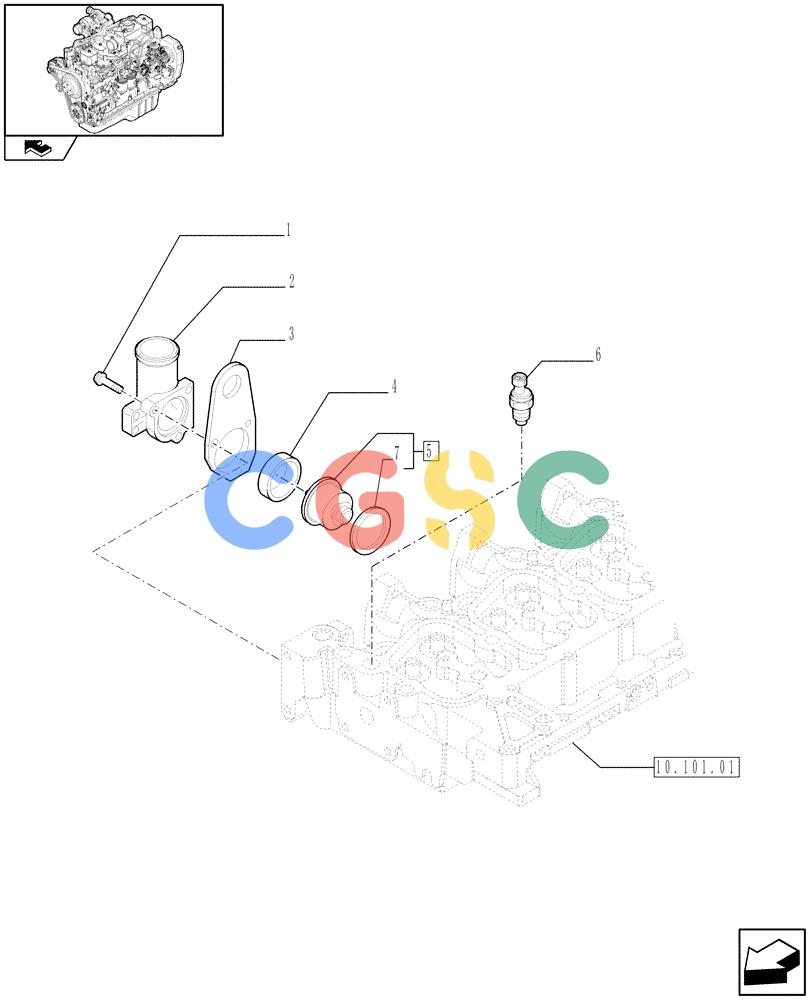 神钢零件查询(F4GE9684R J603) - ENGINE - 504369116 - 84190728 (1/08-12/12) (10.402.01[01]) - THERMOSTAT - ENGINE COOLING SYSTEM (2853130 - 2858049 - 2852156) Kobelco