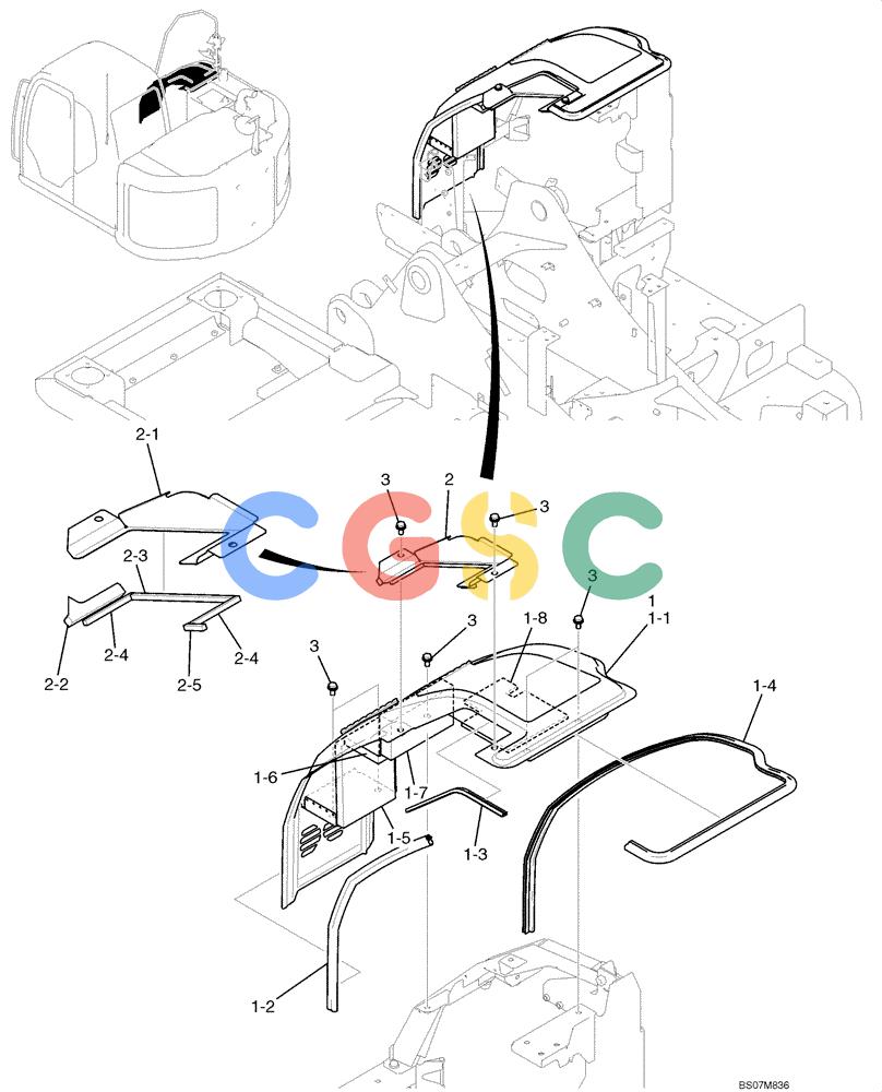 纽荷兰零件查询(E135B) - CRAWLER EXCAVATOR TIER 3 - ASN YH05-07001 (N8TA13006) (1/08-) (02-46[00]) - GUARD INSTALLATION, FRONT (YY21C00085F1) New Holland Constructuion