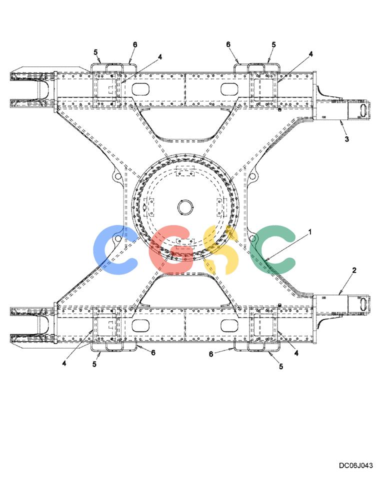 纽荷兰零件查询(E215B) - CRAWLER EXCAVATOR - TIER 3 (ROPS CAB) ASN NBDA21800 (6/13-) (02-002[00]) - FRAME ASSY, LOW (H & W) New Holland Constructuion