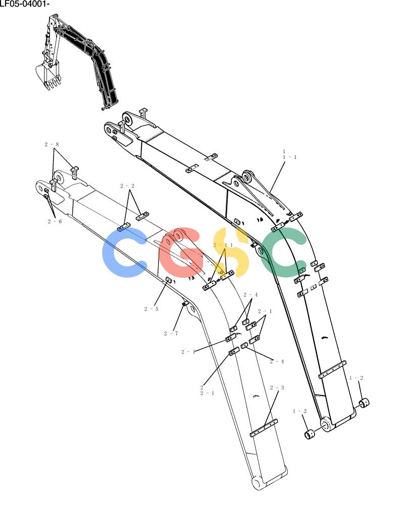 纽荷兰零件查询(E80BMSR) - CRAWLER EXCAVATOR ASN LF05-04001 - (N8TA18060) (455-01-1[1]) - BOOM ASSY, HOE New Holland Constructuion