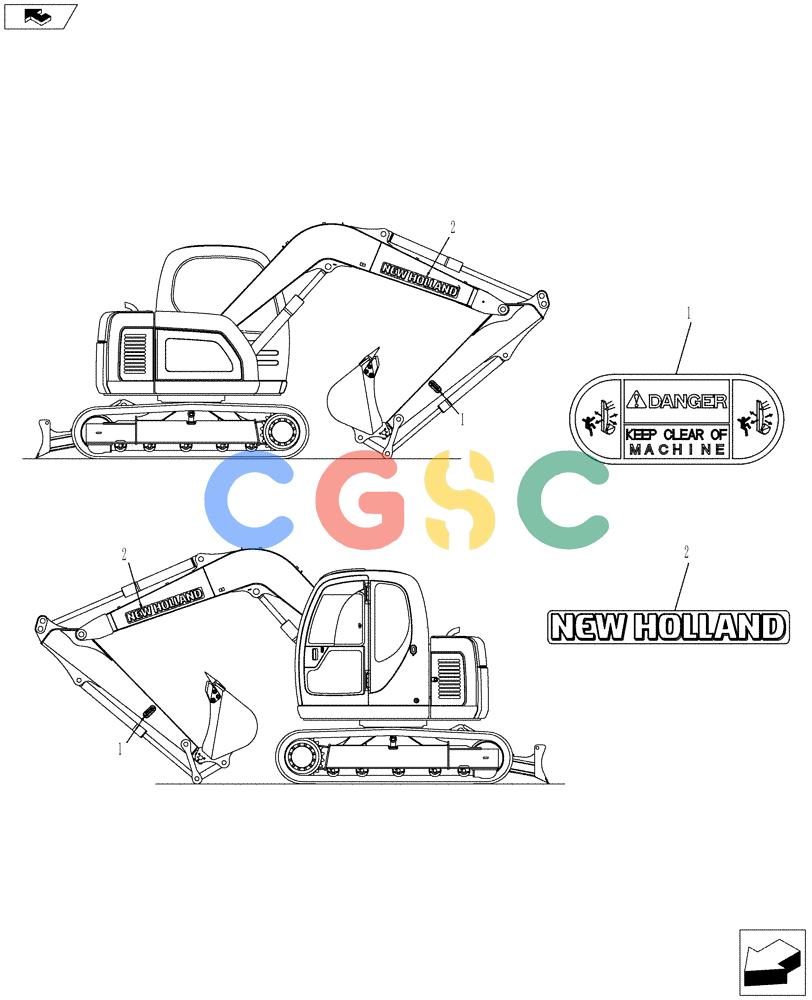 纽荷兰零件查询(E80BMSR) - COMPACT CRAWLER EXCAVATOR ASN LF06-04501 (NBTA18037) (06-012[00]) - NAME PLATE INSTALLATION New Holland Constructuion