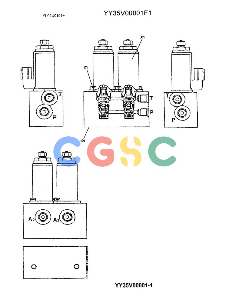神钢零件查询(ED190LC) - BLADE RUNNER EXCAVATOR/DOZER BTW YL02U0101 - YL03U0135 (1/02-12/06) (06-038) - VALVE ASSY, SOLENOID Kobelco