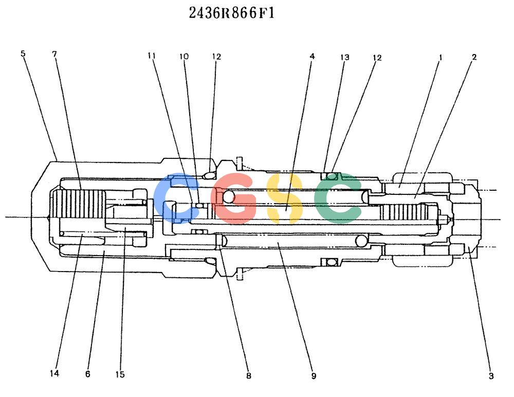 神钢零件查询(K907LC) - MARK II EXCAVATOR ASN YQ0565 (GLOBAL) (1/87-12/03) (11-014) - VALVE ASSY, OVER-LOAD RELIEF (2436R866F1) Kobelco