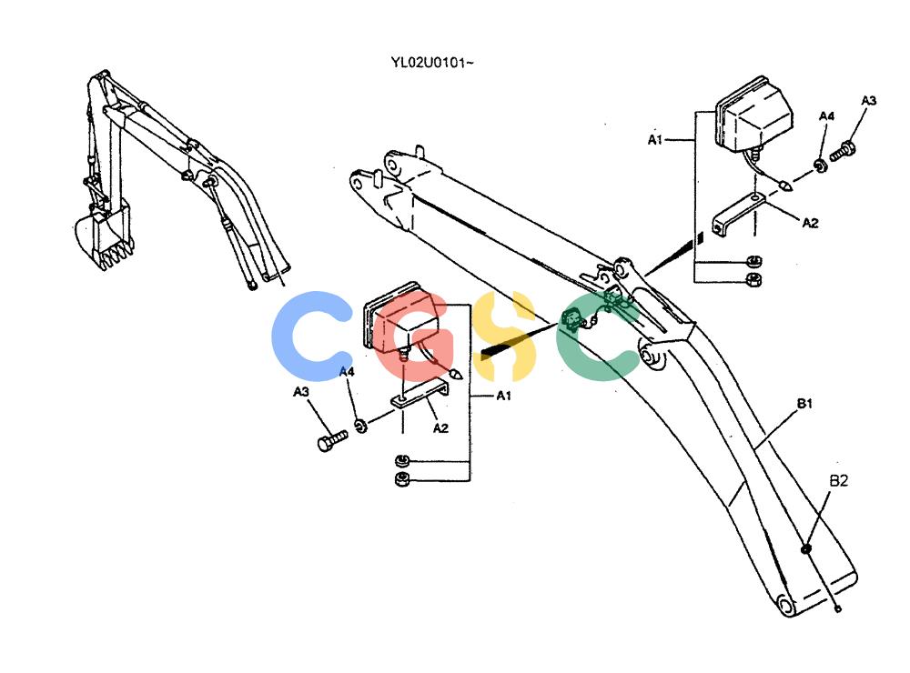 神钢零件查询(ED190LC) - BLADE RUNNER EXCAVATOR/DOZER BTW YL02U0101 - YL03U0135 (1/02-12/06) (03-006) - LIGHT INSTAL, BOOM Kobelco