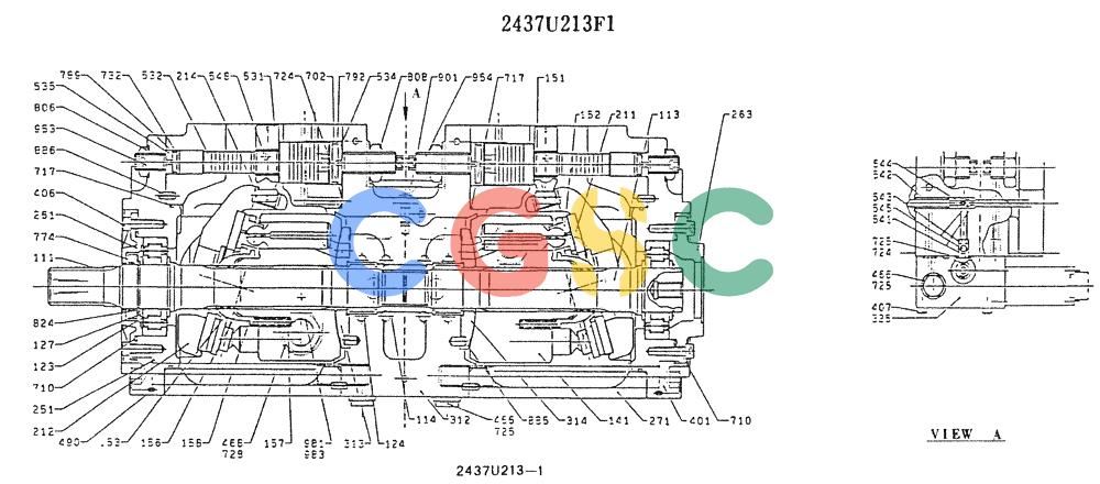 神钢零件查询(K907LC) - MARK II EXCAVATOR BTW YQU0001 - YQU0400 (1/87-12/03) (11-020) - PUMP ASSY 2437U213F1 Kobelco