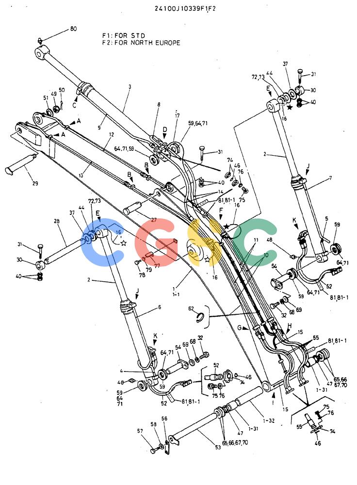 神钢零件查询(MD320BLC) - EXCAVATOR BTW YC0301 - YC0747 (1/80-12/06) (07-001[01]) - BOOM ASSY, 6.5M (19FT-9IN) 24100J10339F1 Kobelco
