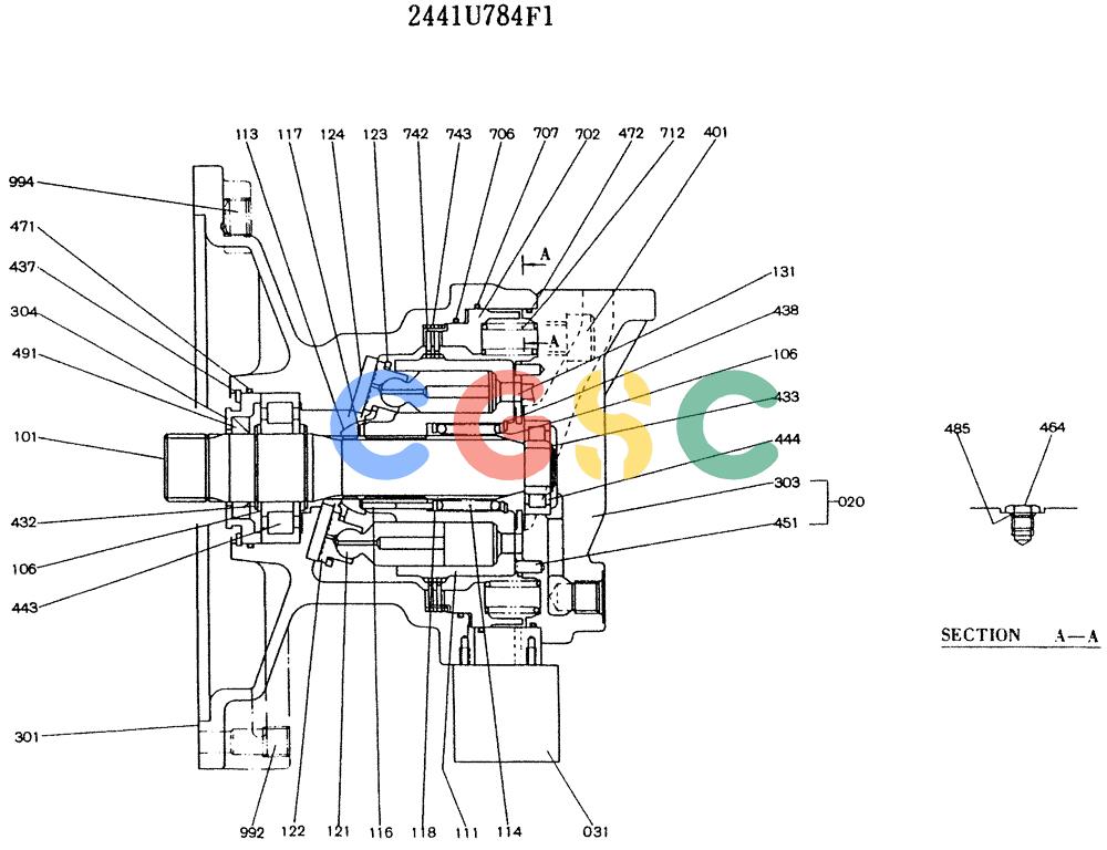 神钢零件查询(K912LC) - MARK II EXCAVATOR ASN YC-0301 (1/88-12/03) (11-025) - MOTOR ASSY (SWING) Kobelco