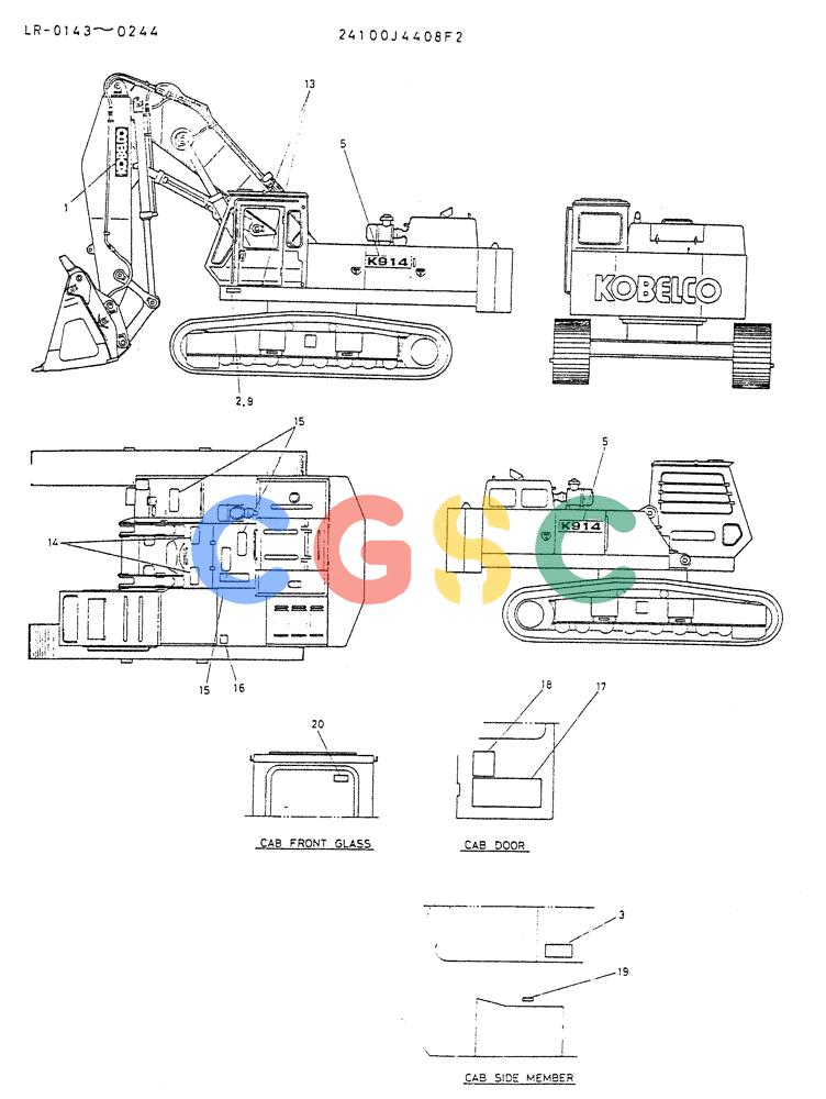 神钢零件查询(K914) - EXCAVATOR ASN LR-0143 (1/79-12/03) (09-013) - LABEL, NAME-PLATE P/N 24100J4408F2 Kobelco