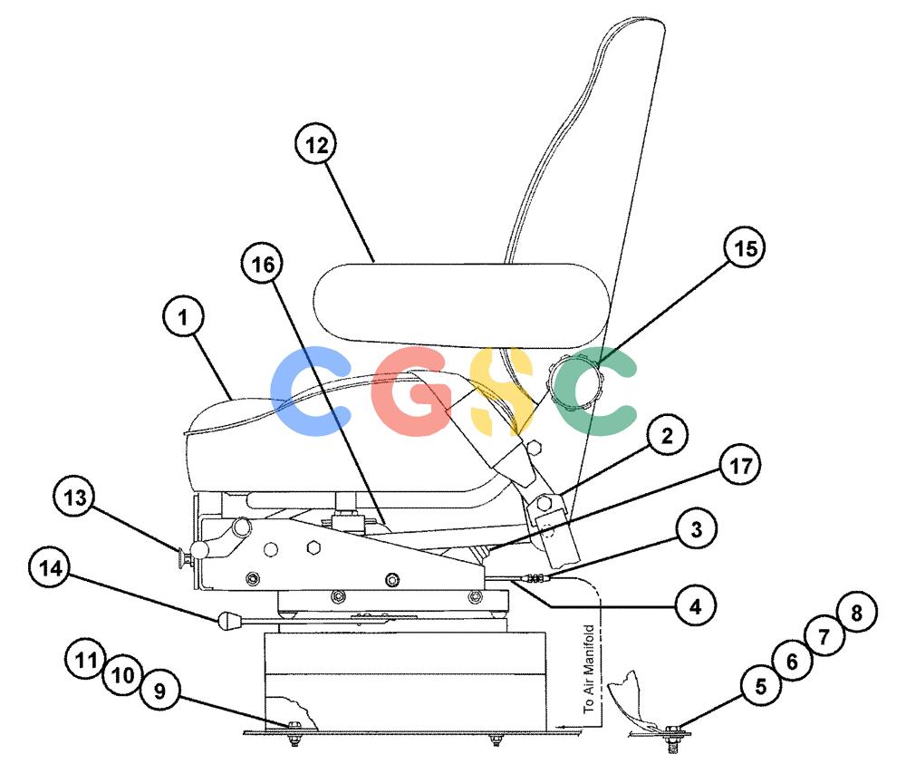 凯斯零件查询(4330) - TITAN FLOATER (6/98-8/99) (01-004) - AIR SEAT ASSEMBLY Case Agriculture