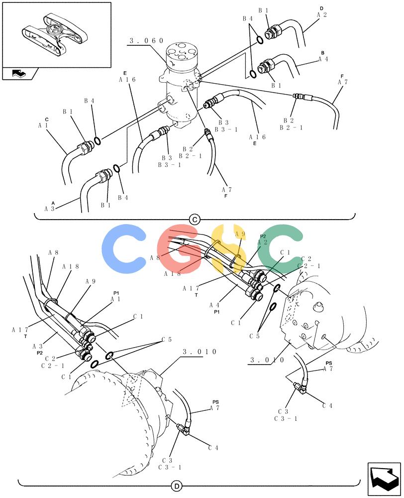纽荷兰零件查询(E235BSR) - CRAWLER EXCAVATOR (5/07-) (3.070[02]) - TRAVEL PIPING (LOWER) New Holland Constructuion