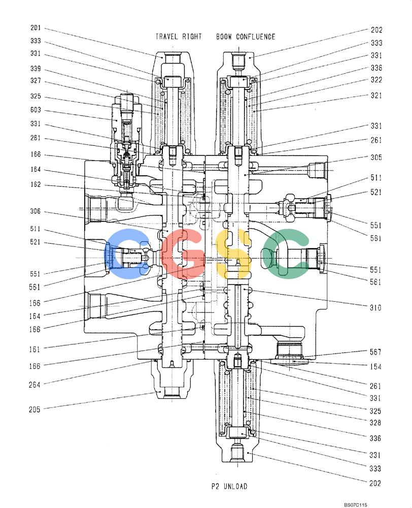 纽荷兰零件查询(E175B) - CRAWLER EXCAVATOR - TIER 3 (ROPS CAB) ASN NBDA17800 (6/13-) (07-004[07]) - VALVE ASSY, CONTROL New Holland Constructuion