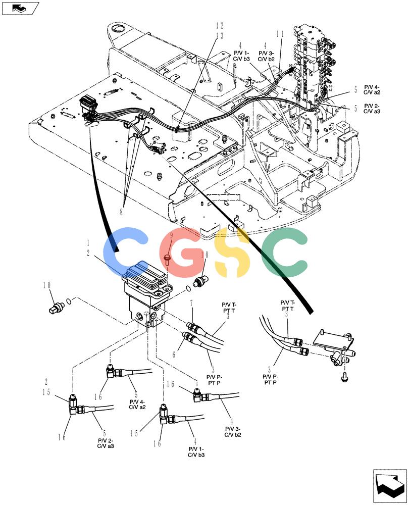 纽荷兰零件查询(E80BMSR) - COMPACT CRAWLER EXCAVATOR ASN LF06-04501 (NBTA18037) (01-038[01]) - CONTROL LINES, PROPEL New Holland Constructuion