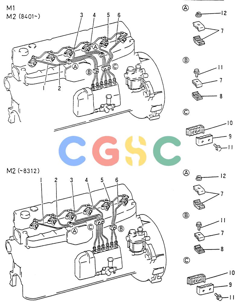 神钢零件查询(6D15) - MITSUBISHI DIESEL ENGINES - K907D & K907LC EXCAVATORS (1/86-12/06) (03-012[02]) - FUEL INJECTION PIPE Kobelco