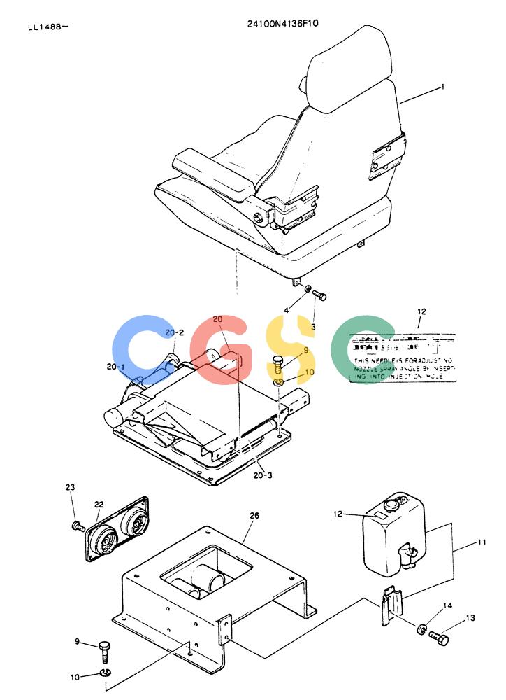神钢零件查询(K909LC) - MARK II EXCAVATOR ASN LL1488 (1/87-12/03) (02-005) - SEAT ASSY Kobelco