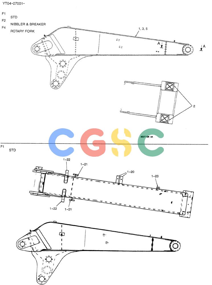 神钢零件查询(BOOM) - ATTACHMENT, (2 PIECE) - SK70SR-1E & SK70SR-1ES ASN YT04-07001 (1/04-12/12) (02-001[01]) - BOOM, MAIN (2.03M) (6 FT. 8 IN.) Kobelco