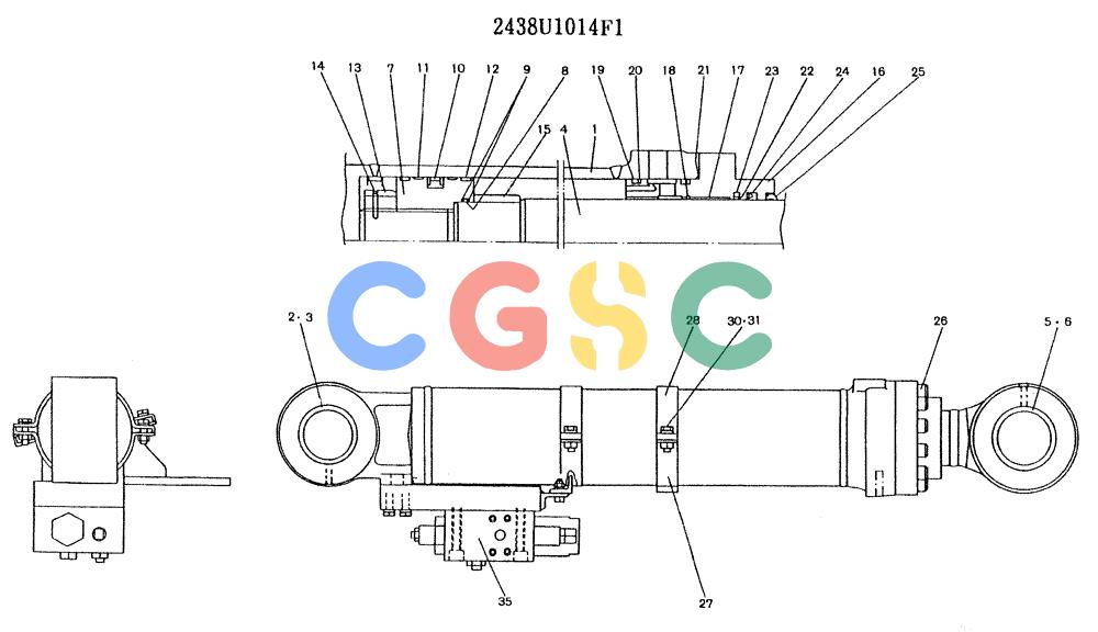 神钢零件查询(K907LC) - MARK II EXCAVATOR ASN YQ0565 (GLOBAL) (1/87-12/03) (11-057) - CYLINDER ASSY (L.H BOOM) (2438U1014F1) Kobelco