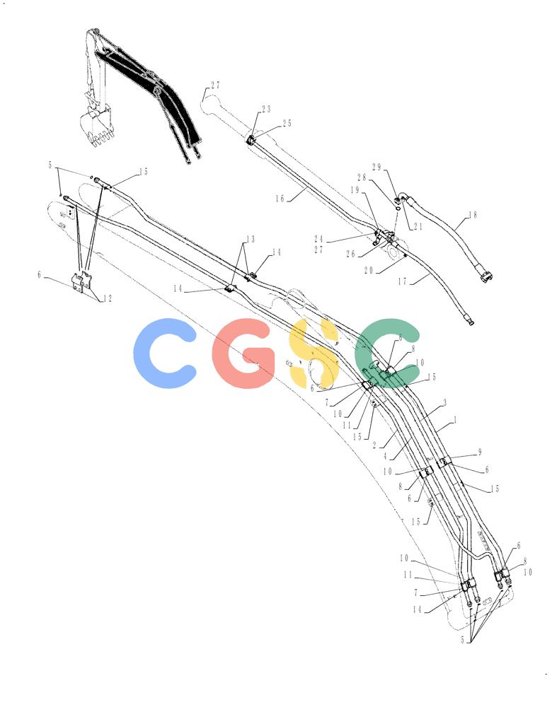 神钢零件查询(SK170-8) - ACERA MARK III EXCAVATOR - TIER 3 (NA) ASN YM04-U1601 - (5/07-12/12) (04-05[00]) - HYD LINES, BOOM (BASE + STD) (YM42HU0002F1) Kobelco
