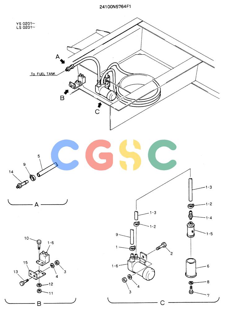 神钢零件查询(K916LC) - MARK II EXCAVTOR ASN YS0201 (1/89-12/03) (08-001) - PUMP ASSY, FUEL Kobelco