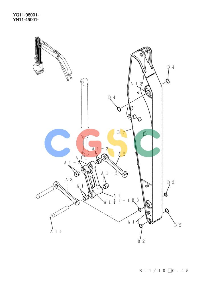 神钢零件查询(200-8) - EXCAVATOR S/N YN11-45001 - (1/06-12/09) (862-01-1) - ARM GROUP, LONG 3.5M (10FT 6IN) Kobelco