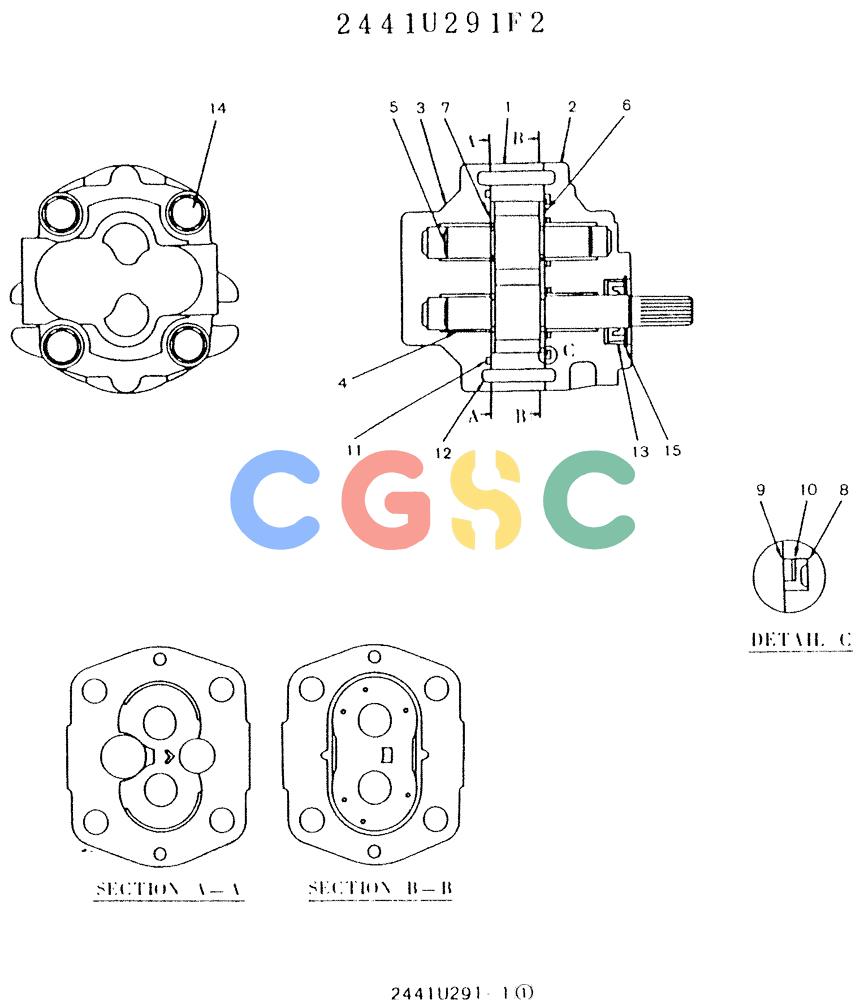 神钢零件查询(K907LC) - MARK II EXCAVATOR BTW YQ0101 - YQ0564 (1/87-12/03) (11-030) - PUMP ASSY, GEAR Kobelco