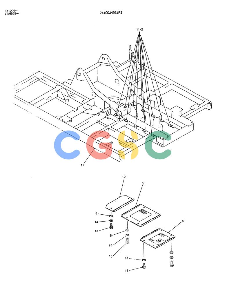 神钢零件查询(K904DL) - EXCAVATOR ASN LX1201 (1/84-12/03) (02-028) - REWORK, GUARD ASSY (FOR EXPORT) P/N 24100J4951F1 Kobelco