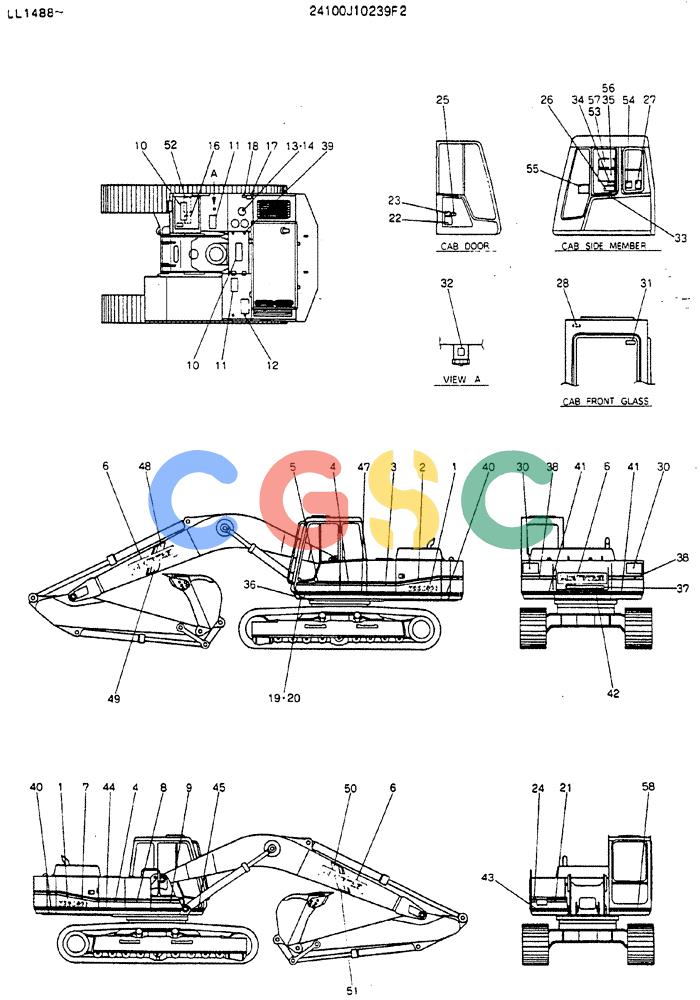 神钢零件查询(MD240BLC) - EXCAVATOR ASN LL1488 (1/80-12/06) (10-001) - LABEL, NAME-PLATE Kobelco