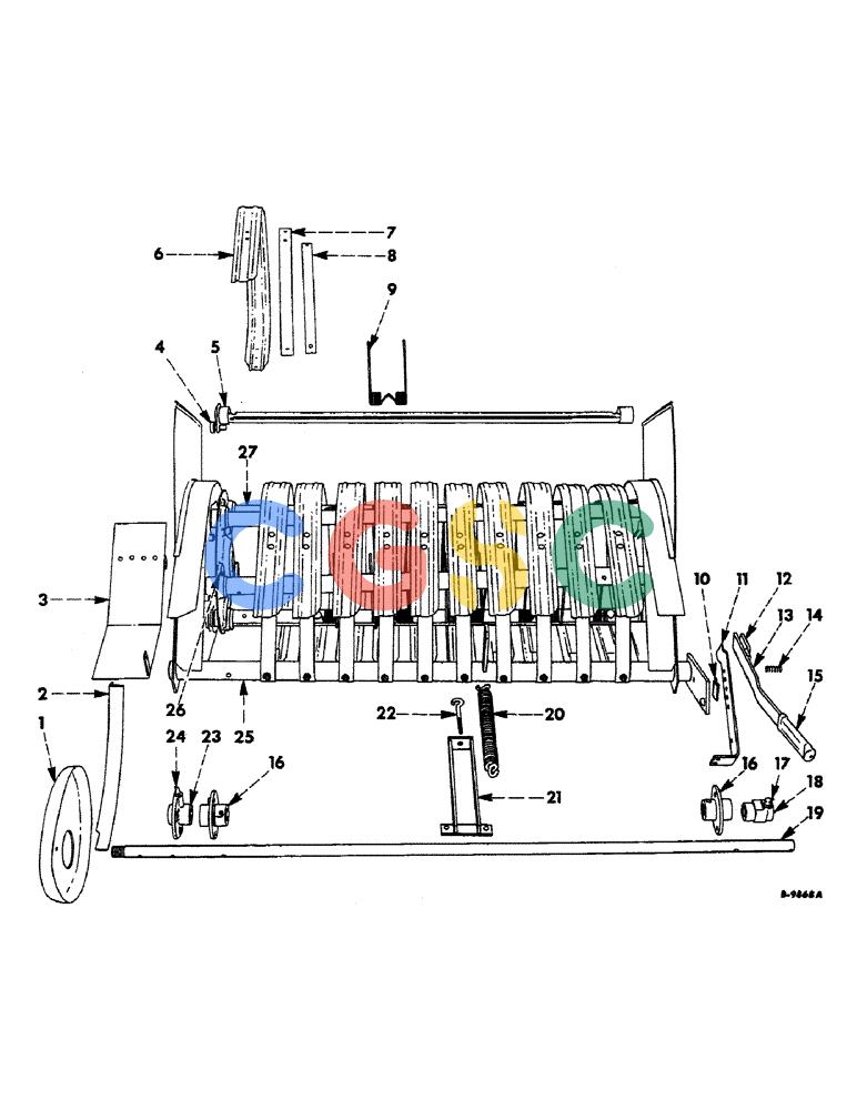 凯斯零件查询(46) - MCCORMICK-INTERNATIONAL PICK UP RECTANGULAR BALER (1/57-12/63) (56) - PICKUP CYLINDER Case Agriculture