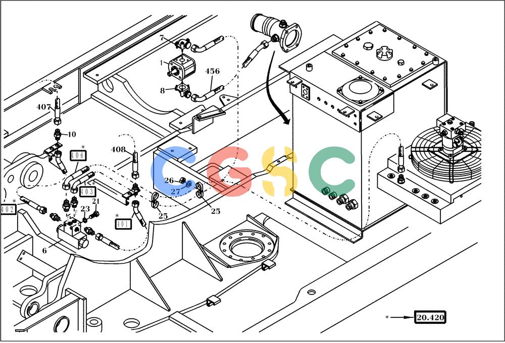 纽荷兰零件查询(EC130) - CRAWLER EXCAVATOR (4/99-) (20.420[002]) - HYDRAULIC SYSTEM GRAB TURNING (OPTION) (S/N 11722-UP) New Holland Constructuion