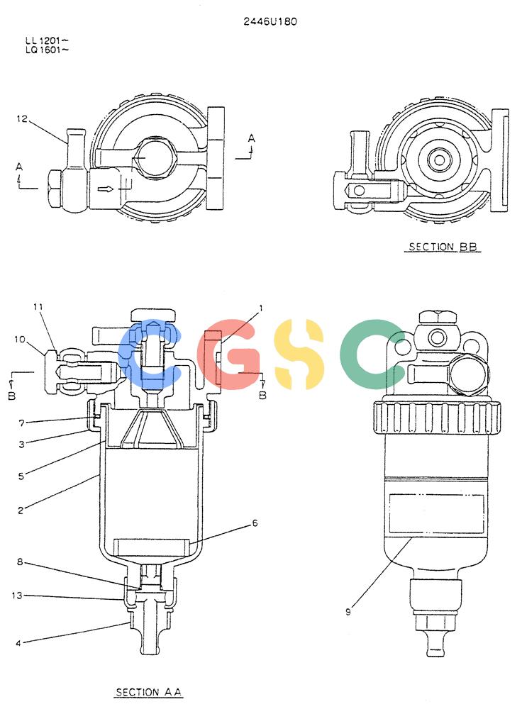 神钢零件查询(K909LC) - MARK II EXCAVATOR BTW LL1207 - LL1487 (1/87-12/03) (05-008) - FILTER ASSY Kobelco