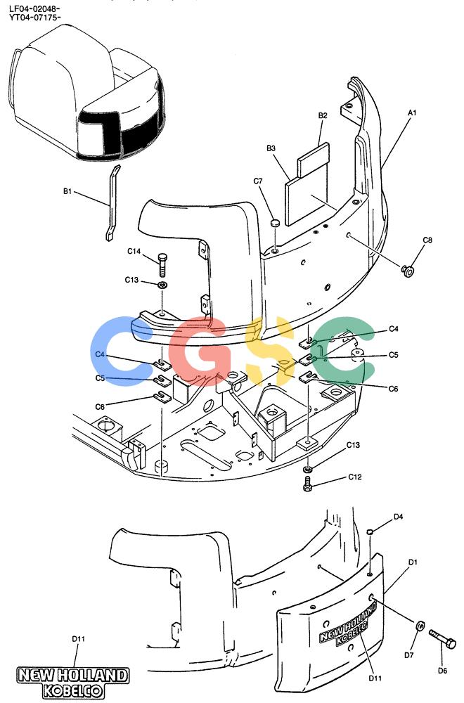 纽荷兰零件查询(E70SR) - MIDI CRAWLER EXCAVATOR ASN YT04-07175 (01-002) - COUNTERWEIGHT ASSY, P/N YT60C00008P1 New Holland Constructuion