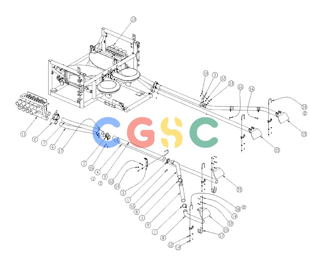 凯斯零件查询(438) - FLEX-AIR APPLICATOR - 1999 (2/99-3/03) (08-002) - TUBES GROUP, MID 3.0 Case Agriculture