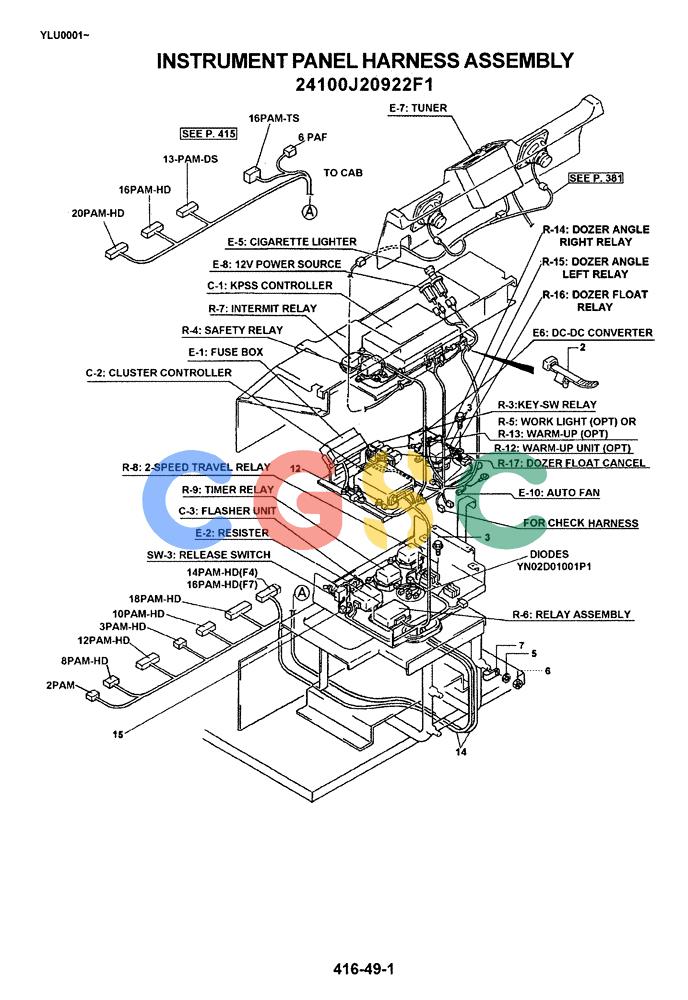 神钢零件查询(ED180) - BLADE RUNNER EXCAVATOR/DOZER ASN YLU0001 (1/99-12/01) (06-004[01]) - INSTRUMENT PANEL HARNESS ASSEMBLY 24100J20922F1 Kobelco